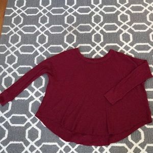 Red Free People Flowy Waffle shirt